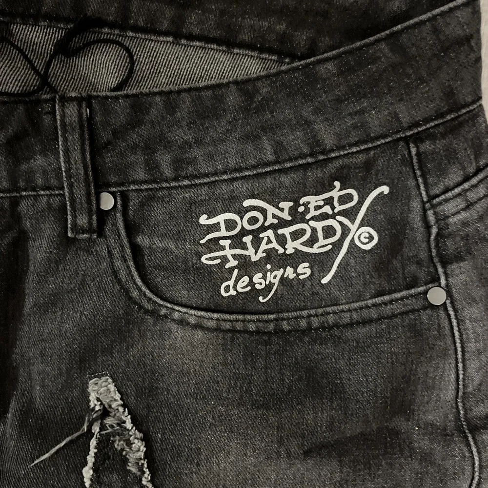 Ed Hardy Men's Size M Y2K Black Denim  Urban Outfitters Colab Skater Shorts